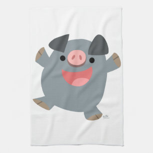 Cute Cartoon Bouncy Pig Kitchen Towel Theedoek