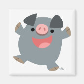 Cute Cartoon Bouncy Pig Magnet (Voorkant)