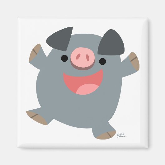 Cute Cartoon Bouncy Pig Magnet (Voorkant)
