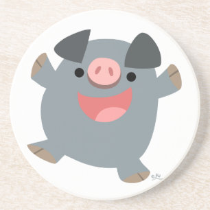 Cute Cartoon Bouncy Pig Onderzetter