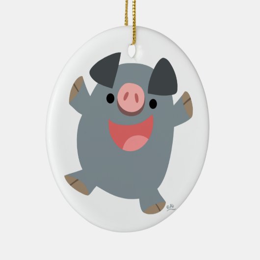 Cute Cartoon Bouncy Pig Ornament (Rechts)