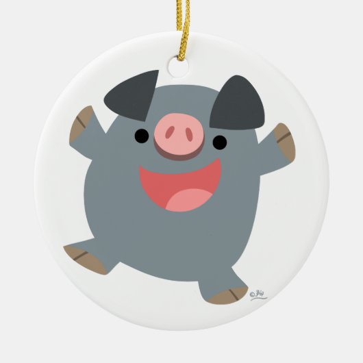 Cute Cartoon Bouncy Pig Ornament (Voorkant)