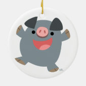 Cute Cartoon Bouncy Pig Ornament (Achterkant)