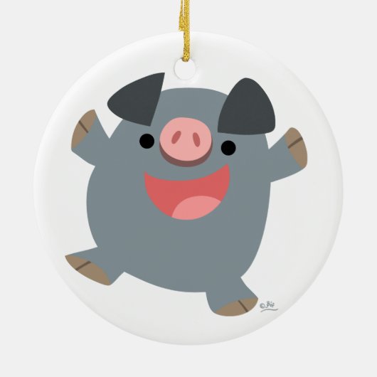 Cute Cartoon Bouncy Pig Ornament (Achterkant)