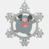 Cute Cartoon Bouncy Pig Pewter Ornament (Voorkant)