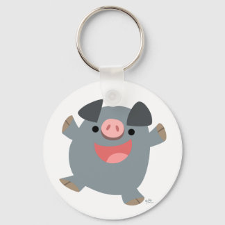 Cute Cartoon Bouncy Pig Sleutelhanger