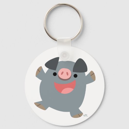 Cute Cartoon Bouncy Pig Sleutelhanger (Voorkant)