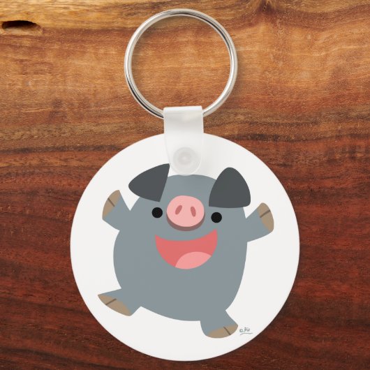 Cute Cartoon Bouncy Pig Sleutelhanger (Voorkant)