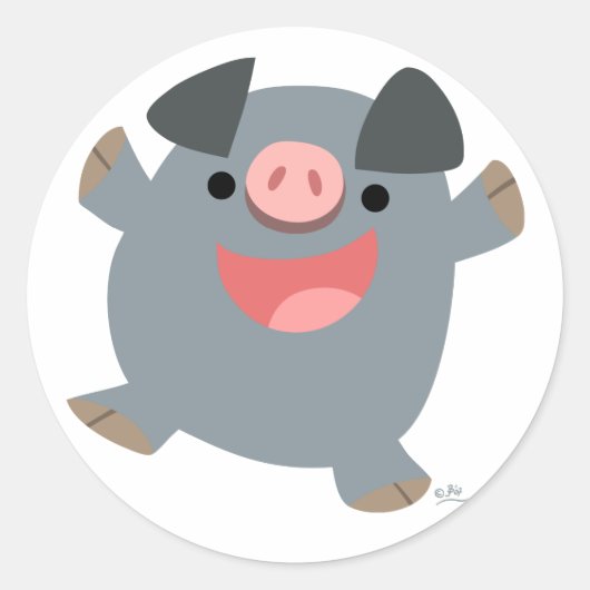 Cute Cartoon Bouncy Pig Sticker (Voorkant)