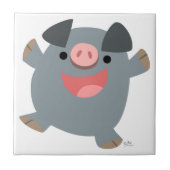 Cute Cartoon Bouncy Pig. Tegeltje (Voorkant)