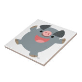Cute Cartoon Bouncy Pig. Tegeltje (Zijkant)