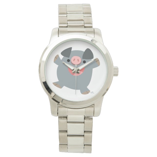 Cute Cartoon Bouncy Pig Unisex Watch Horloge (Voorkant)