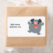 Cute Cartoon Bouncy Pig Verzendlabel (Insitu)