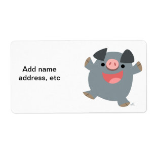 Cute Cartoon Bouncy Pig Verzendlabel