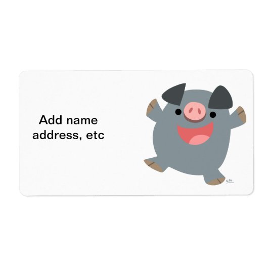 Cute Cartoon Bouncy Pig Verzendlabel (Voorkant)