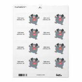 Cute Cartoon Bouncy Pig Verzendlabel (Full Sheet)