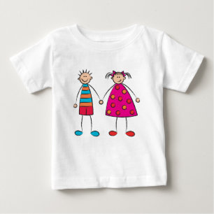 Cute Cartoon Boy and Girl Gelijkaards T-shirt