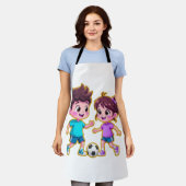 Cute Cartoon Boy and Girl Playing Soccer Together  Schort (Gedragen)