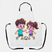 Cute Cartoon Boy and Girl Playing Soccer Together  Schort (Voorkant)