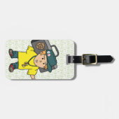 Cute Cartoon Boy die van muziek houdt Bagagelabel (Voorkant horizontaal)