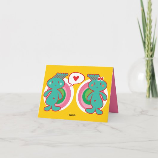 Cute Cartoon Boy Girl Couple Happy Valentiine Day Feestdagen Kaart (Achterkant)