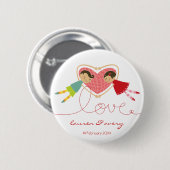 Cute Cartoon Boy Girl Love Engaged Wedding Button (Voorkant /achterkant)