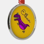 Cute cartoon boze paarse dinosaurusnaam metalen ornament (Rechts)