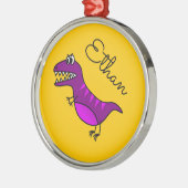 Cute cartoon boze paarse dinosaurusnaam metalen ornament (Links)
