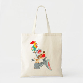 Cute Cartoon Bremen Town Musicians Canvas tas