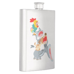 Cute Cartoon Bremen Town Musicians Classic Flask Heupfles