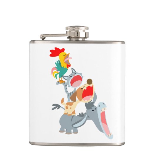 Cute Cartoon Bremen Town Musicians Hip Flask Heupfles (Voorkant)