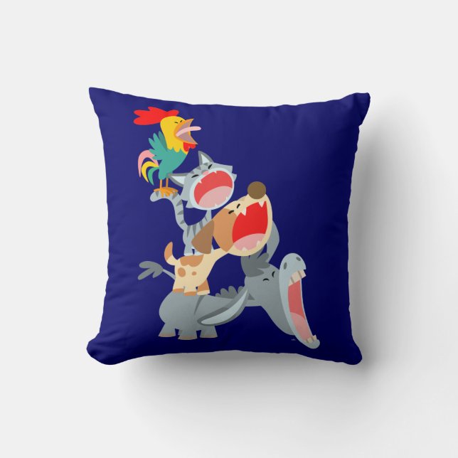 Cute Cartoon Bremen Town Musicians Pillow Kussen (Voorkant)