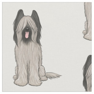 Cute Cartoon Briard   Honden gepatterd Stof