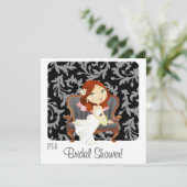 Cute Cartoon Bride Bridal Shower Invitation Kaart (Staand voorkant)