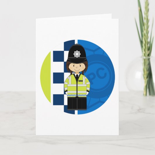 Cute Cartoon British Policeman Kaart (Voorkant)