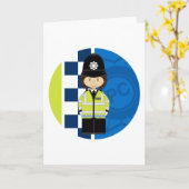 Cute Cartoon British Policeman Kaart (Gele Bloem)