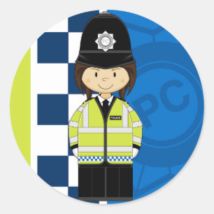 Cute Cartoon British Policeman Ronde Sticker