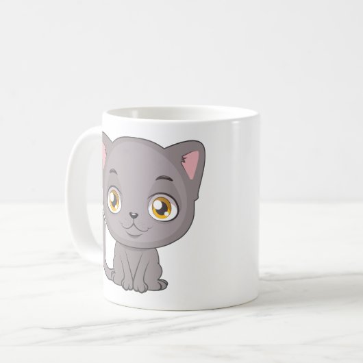 Cute Cartoon British Shorthair Cat Koffiemok (Voorkant links)