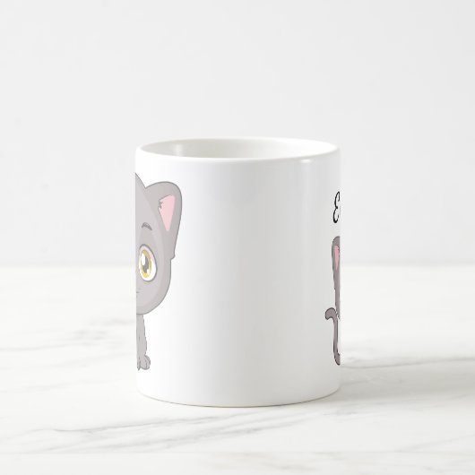 Cute Cartoon British Shorthair Cat Koffiemok (Center)