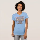 Cute Cartoon British Shorthair Cat T-shirt (Voorkant volledig)