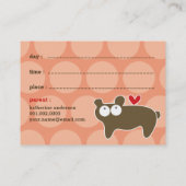 Cute Cartoon Brown Beer Foto Kind Play Date Contactkaartje (Achterkant)