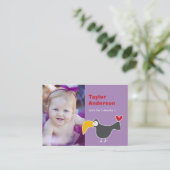 Cute Cartoon Brown Monkey Foto Kind Play Date Contactkaartje (Staand voorkant)