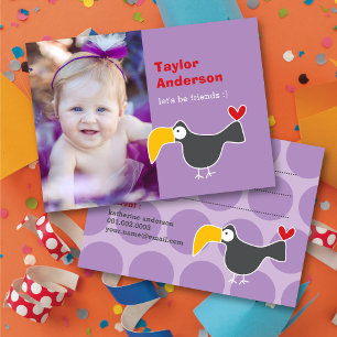 Cute Cartoon Brown Monkey Foto Kind Play Date Contactkaartje