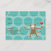 Cute Cartoon Brown Monkey Foto Kind Play Date Contactkaartje (Achterkant)