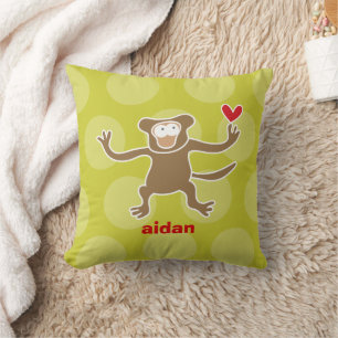 Cute Cartoon Bruine Aap Liefde Fun Stippen Kindere Kussen