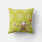 Cute Cartoon Bruine Aap Liefde Fun Stippen Kindere Kussen (Achterkant)