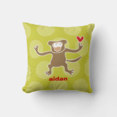 Cute Cartoon Bruine Aap Liefde Fun Stippen Kindere Kussen (Voorkant)