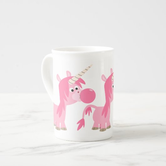 Cute Cartoon Bubble Gum Unicorn Bone China Mok (Links)