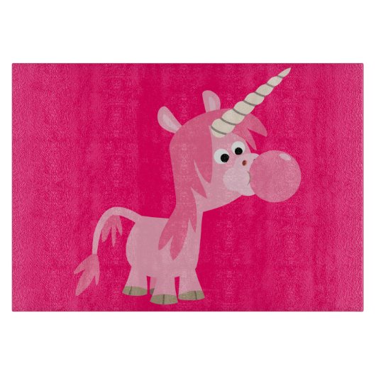 Cute Cartoon Bubble Gum Unicorn Cutting Board Snijplank (Voorkant)