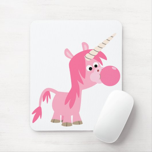 Cute Cartoon Bubble Gum Unicorn Mousepad Muismat (Met muis)